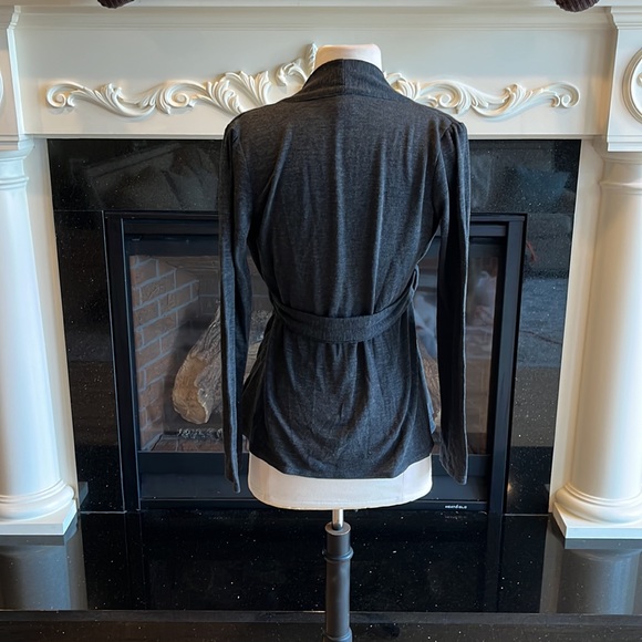 Sequin Top Tank Knit Long Sleeve Belted Charcoal Gray Womens Medium Tie Belt - Picture 12 of 16